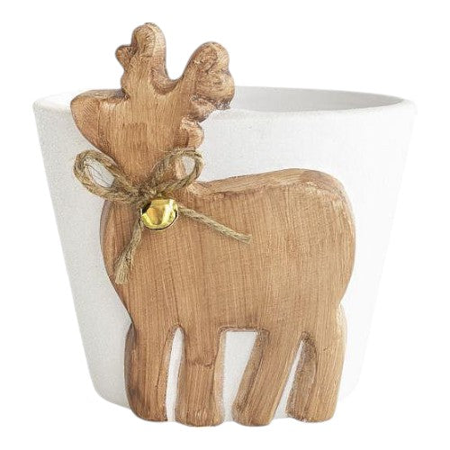 Ceramic Planter Reindeer with Bell 16cm