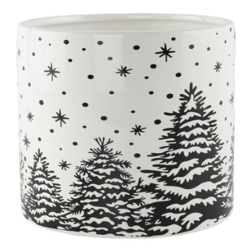 Ceramic Planter Snow Scene 13.8cm