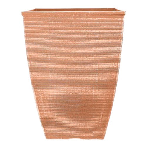 Helix Decorative Tall Square Planter 14"- Powdered Clay