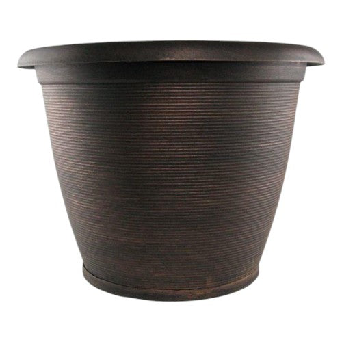 Helix Decorative Planter With Saucer 19"- Warm Copper