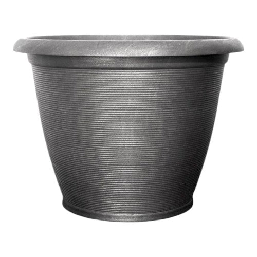 Helix Decorative Planter With Saucer 19"- Silver