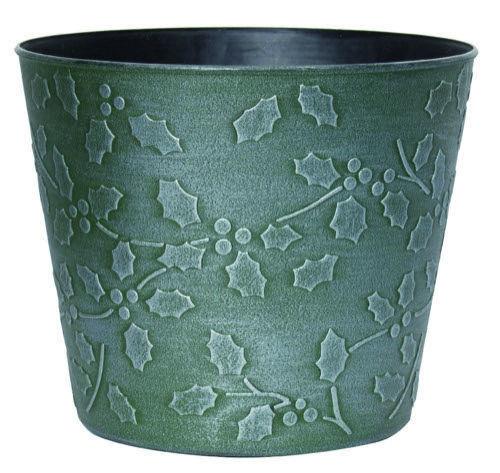 Christmas Planter Cover Holly 18cm Green