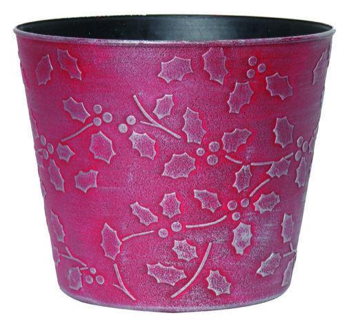 Christmas Planter Cover Holly 18cm Red