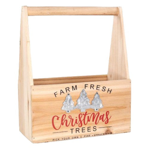 Wooden Trug Farm Fresh With Handle 20cm