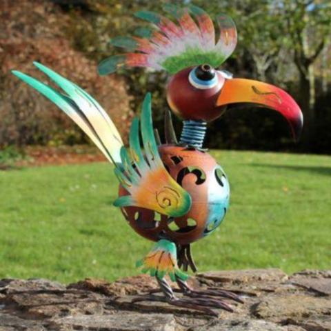 Home & Garden Decor / Exotic Creatures Hand Painted Crested Large Wacky bird