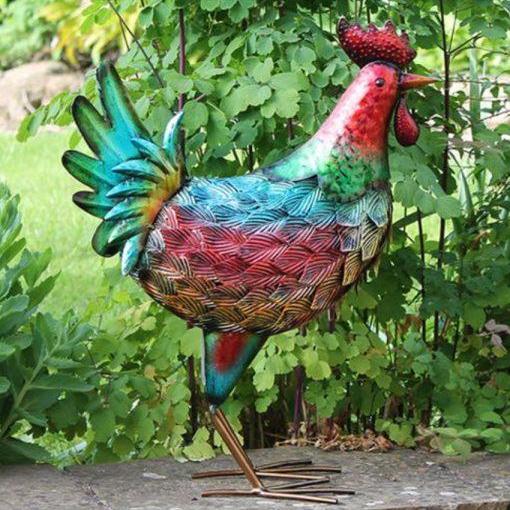 Hand Painted Metal Hen