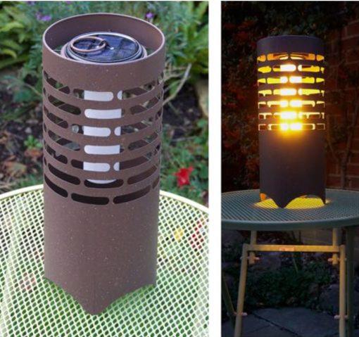 Large Table Top Cylinder Shaped Garden Solar Flamelight