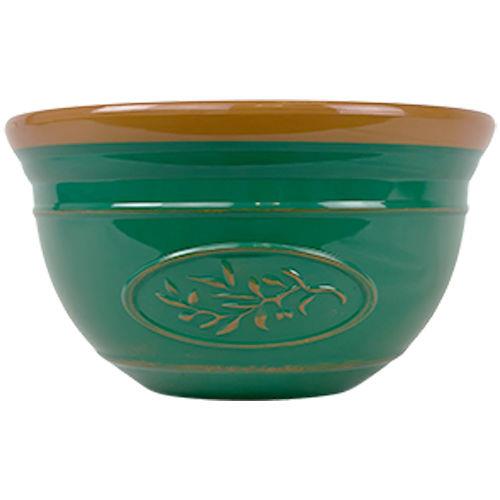 Olive Planter Bowl 30cm - Dark Green / Brown Rim