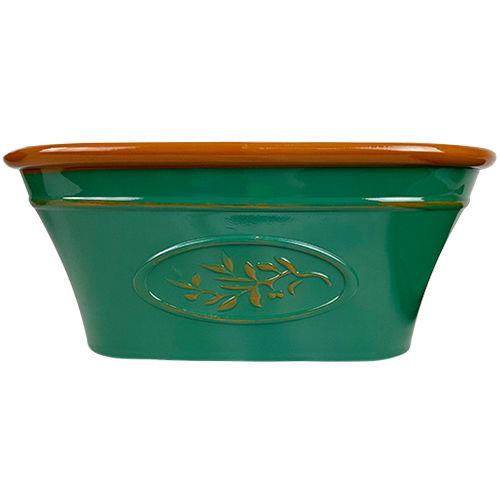 Olive Trough 38cm - Dark Green with Brown Rim