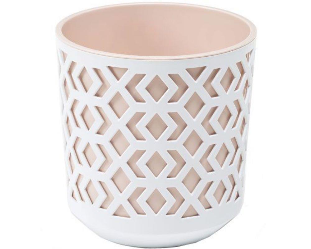 Aztec Decorative Plant Pot 19.5cm - Nude & White