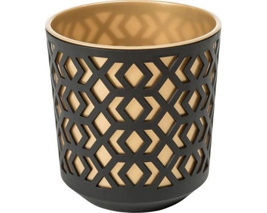 Aztec Round Planter 19.5cm Gold & Black