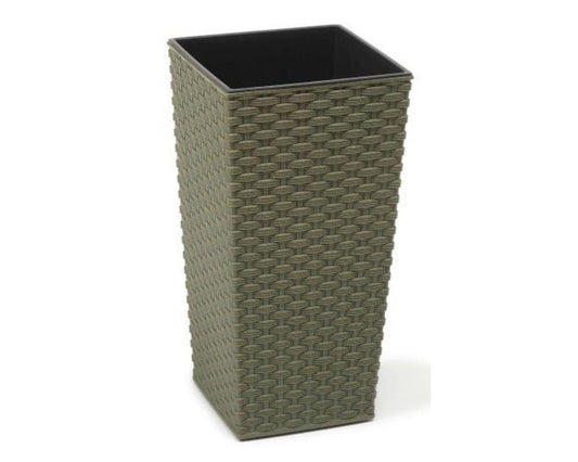 Finesse ECO Rattan Decorative Planter Tall Square 19cm - Forest Green