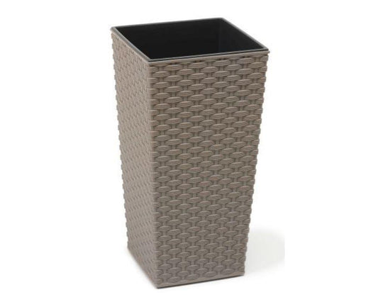 Finesse ECO Rattan Decorative Planter Tall Square 19cm - Grey