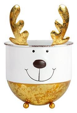 Reindeer Planter with Feet 16cm Gold