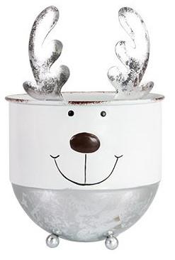 Reindeer Planter with Feet 16cm Silver