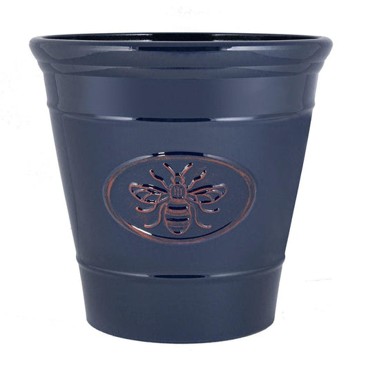 Bee Planter Round 23cm Dark Blue