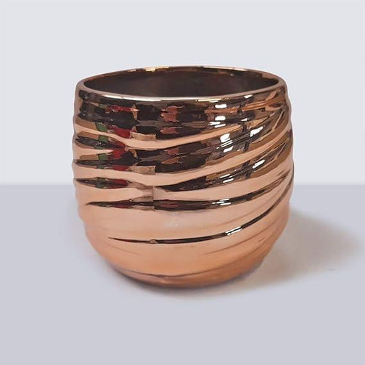 Fargro Ceramic Festive Decorative Christmas Rose Gold Swirl Planter Poinsettia Plant Pot 15.2cm