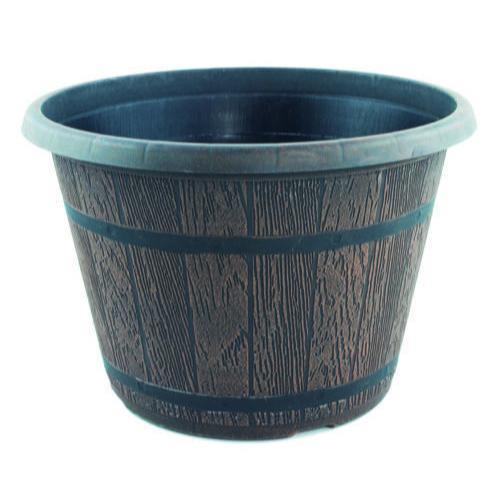 Cask Planter with Band 25cm  Chestnut