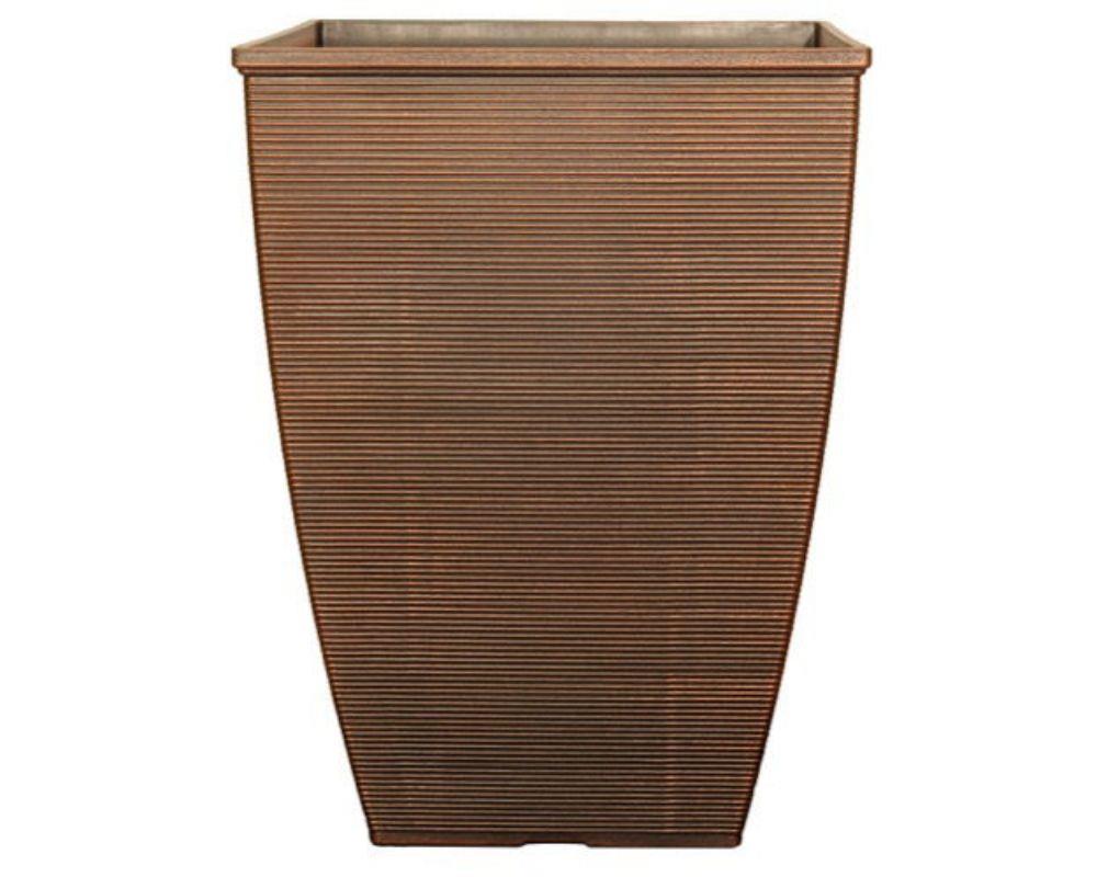 Helix Decorative Tall Square Planter 14"- Warm Copper