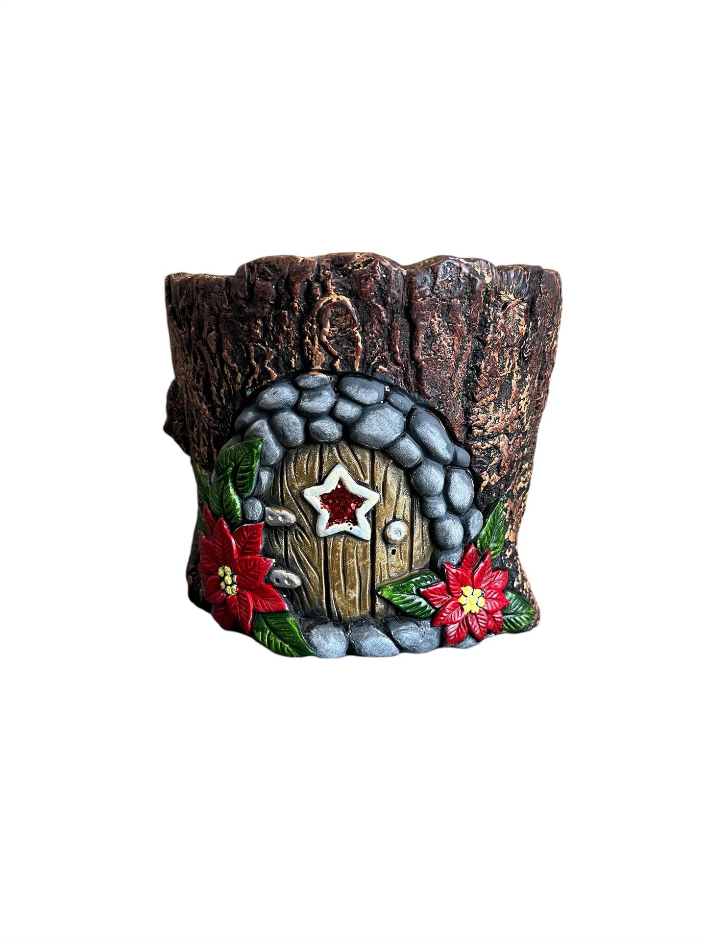 Cement Christmas Fairy House 17.5cm - Red Star